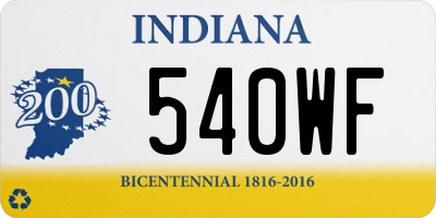 IN license plate 540WF