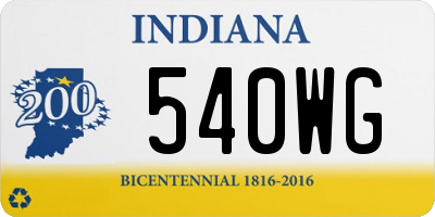 IN license plate 540WG