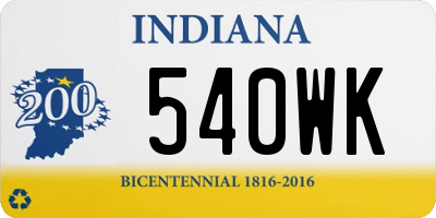 IN license plate 540WK