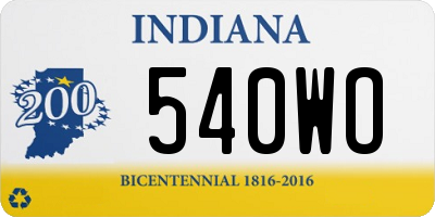 IN license plate 540WO