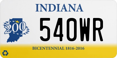 IN license plate 540WR