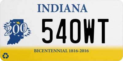 IN license plate 540WT