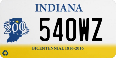 IN license plate 540WZ