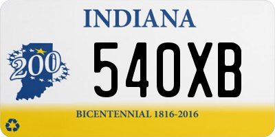 IN license plate 540XB