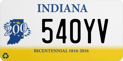 IN license plate 540YV