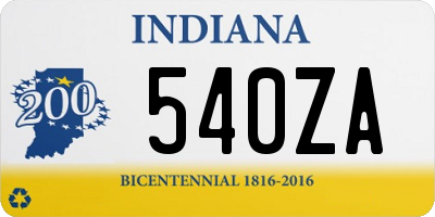 IN license plate 540ZA