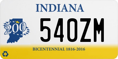 IN license plate 540ZM