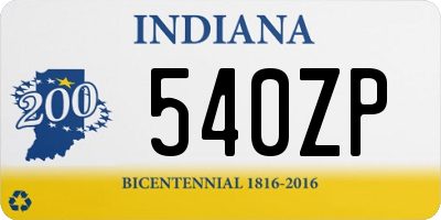 IN license plate 540ZP