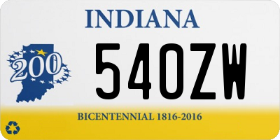 IN license plate 540ZW