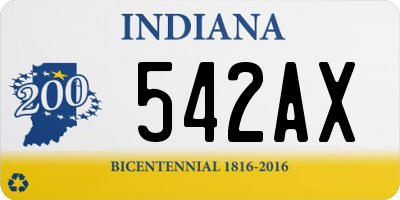 IN license plate 542AX