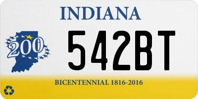 IN license plate 542BT