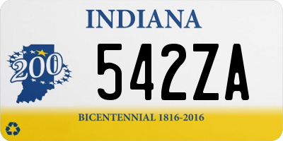 IN license plate 542ZA