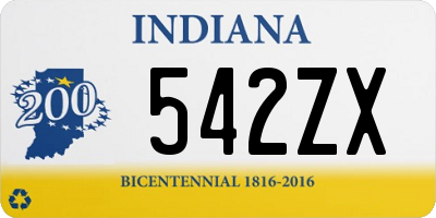 IN license plate 542ZX