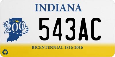 IN license plate 543AC