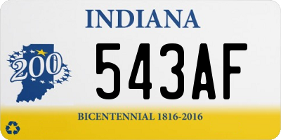 IN license plate 543AF