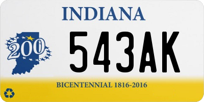 IN license plate 543AK