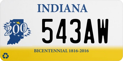 IN license plate 543AW