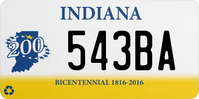 IN license plate 543BA