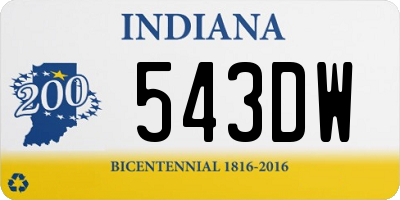 IN license plate 543DW