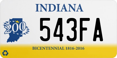 IN license plate 543FA