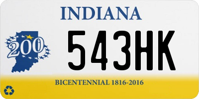 IN license plate 543HK