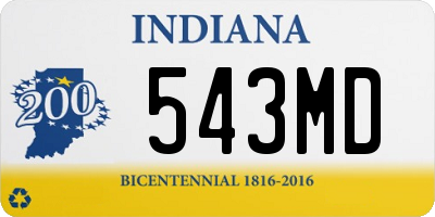 IN license plate 543MD