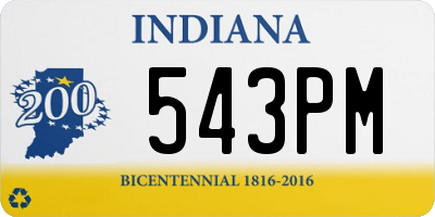 IN license plate 543PM