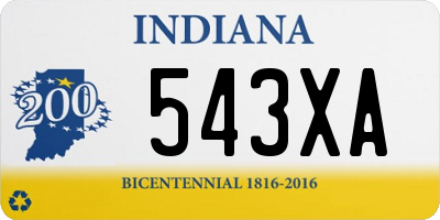 IN license plate 543XA