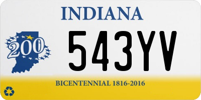 IN license plate 543YV