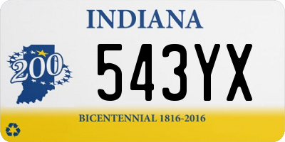 IN license plate 543YX