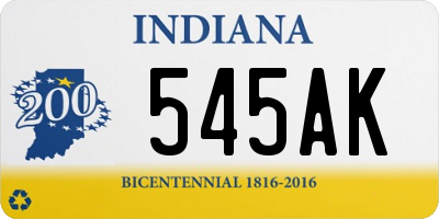 IN license plate 545AK