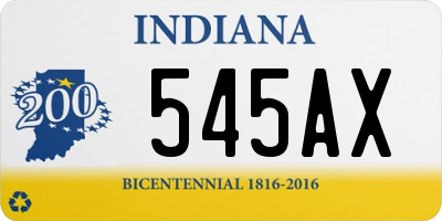 IN license plate 545AX