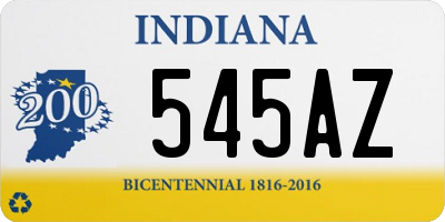 IN license plate 545AZ