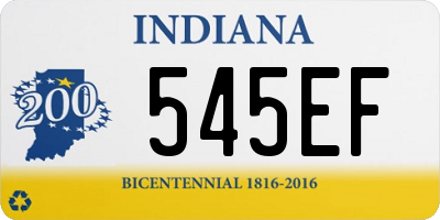 IN license plate 545EF