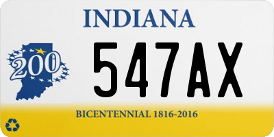 IN license plate 547AX