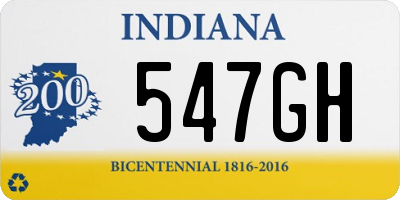 IN license plate 547GH
