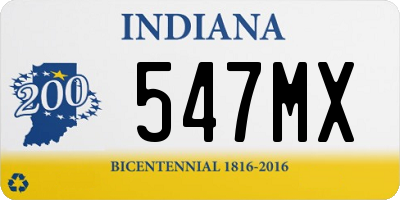 IN license plate 547MX