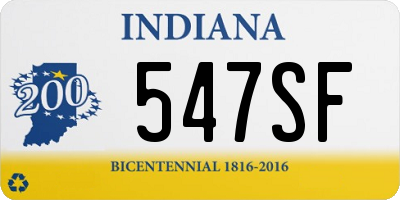 IN license plate 547SF