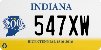 IN license plate 547XW