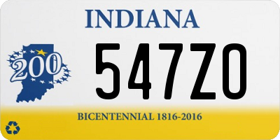 IN license plate 547ZO