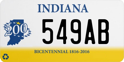 IN license plate 549AB