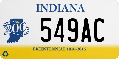 IN license plate 549AC