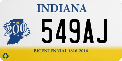 IN license plate 549AJ