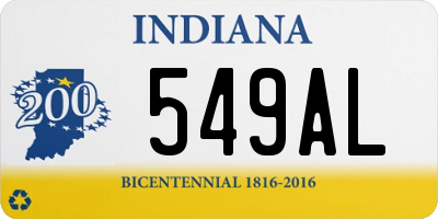 IN license plate 549AL