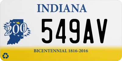 IN license plate 549AV