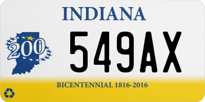 IN license plate 549AX