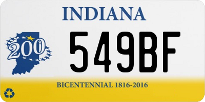 IN license plate 549BF