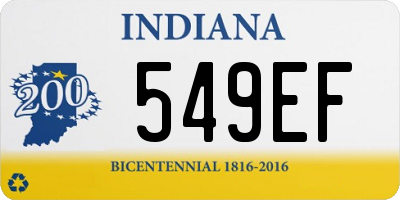 IN license plate 549EF