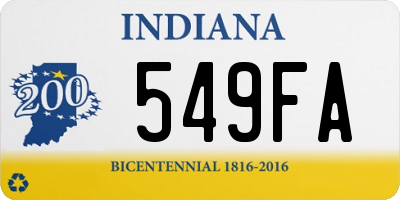 IN license plate 549FA