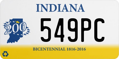 IN license plate 549PC